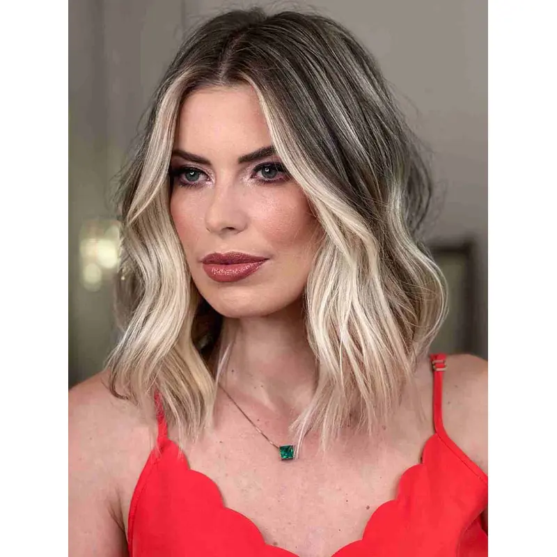 Shoulder Length Wig Synthetic Wigs Bob Lace Front Wavy Wigs