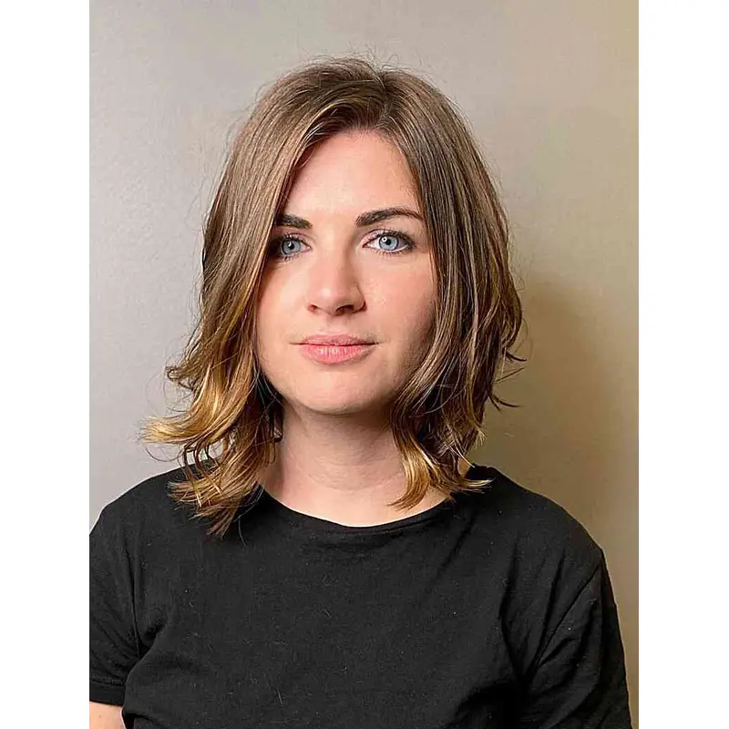 Wigs Medium Length Lace Front Wavy Wigs Without Bangs Synthetic Wigs