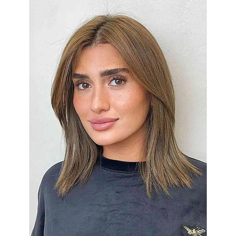 Wigs Shoulder Length Lace Straight Wigs Without Bangs Synthetic Wigs