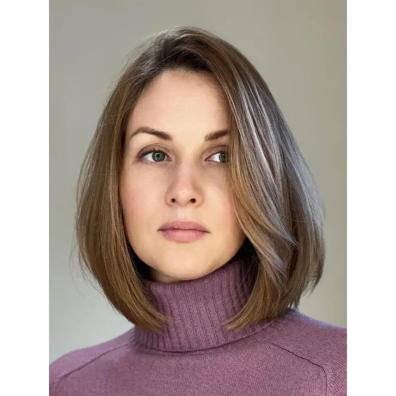 Best Mid Length Wigs Brown Lace Front Wigs Bob Straight Synthetic Wigs