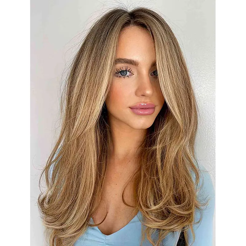 Long Wigs Lace Front Wavy Wigs Layered Synthetic Wigs