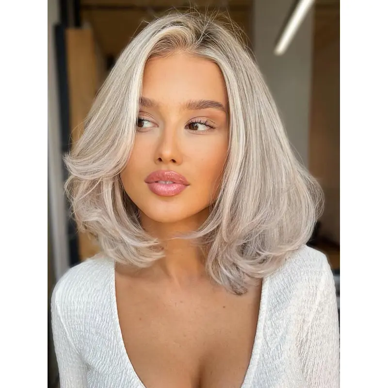 Medium Length Layered Wigs Synthetic Lace Front Wigs Wavy Wigs