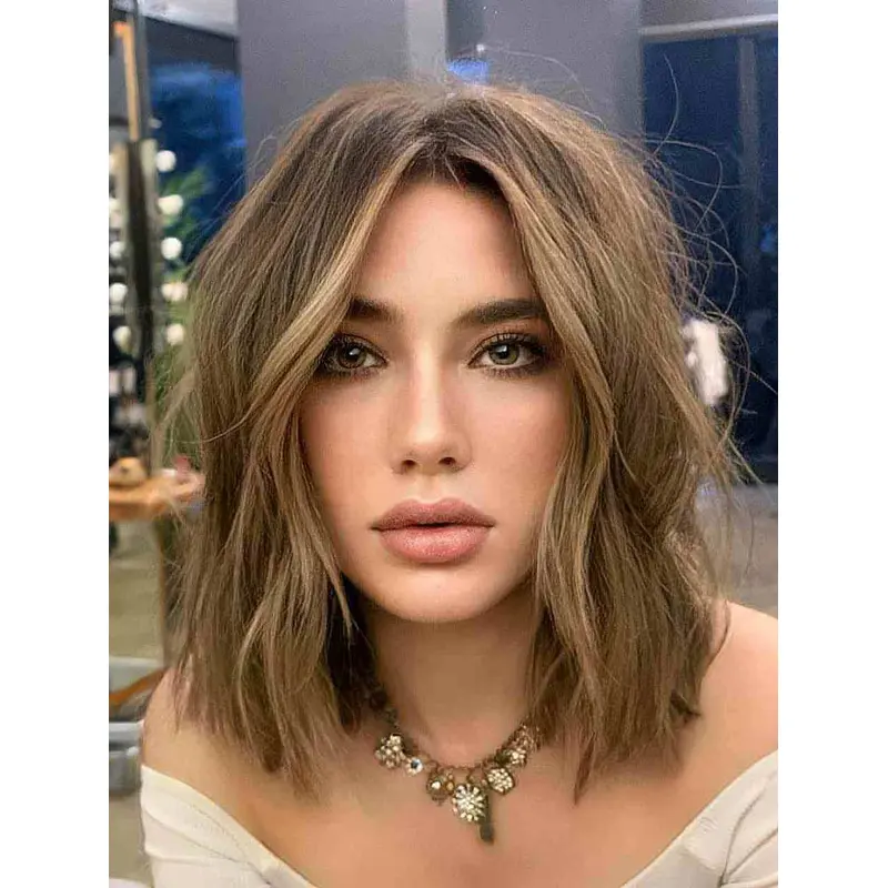 Synthetic Wigs Wavy Bob Wigs Lace Front Brown Wigs
