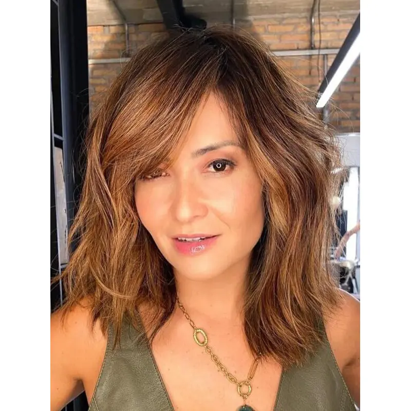 Best Mid Length Wigs Blonde Lace Front Wigs Layered Wavy Synthetic Wigs