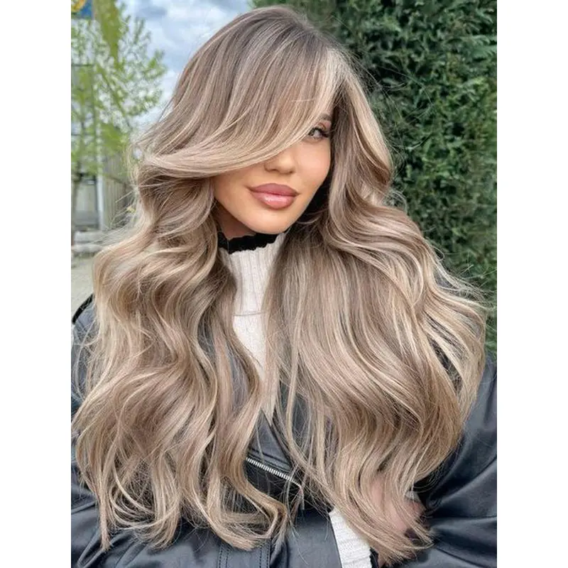 Long Wavy Wigs With Bangs 22" Ombre/2 tone Lace Front Wigs