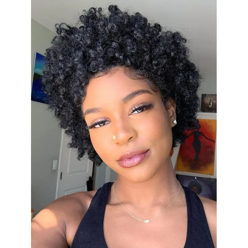 African American Wig Layered Monofilament Short Wigs