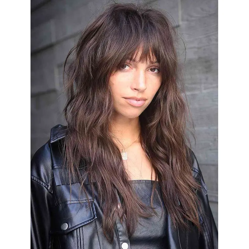Best Lace Wigs Wavy Synthetic With Bangs Wigs