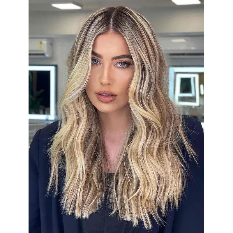 Long Wigs For Sale Without Bangs Blonde Wig Wavy Synthetic Long Wigs