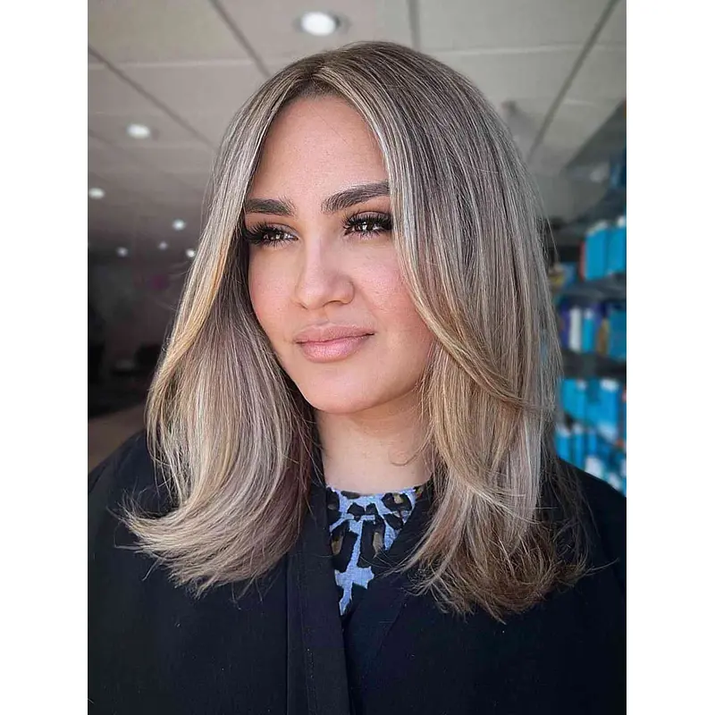 Medium Length Wig Synthetic Straight Wigs Lace Front Blonde Wigs