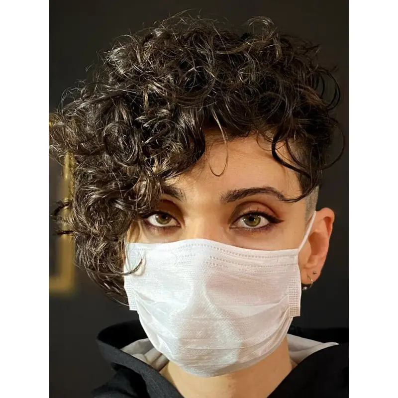 Short Black Wig Boycuts Suitable Lace Front Synthetic Curly Pixie Wigs