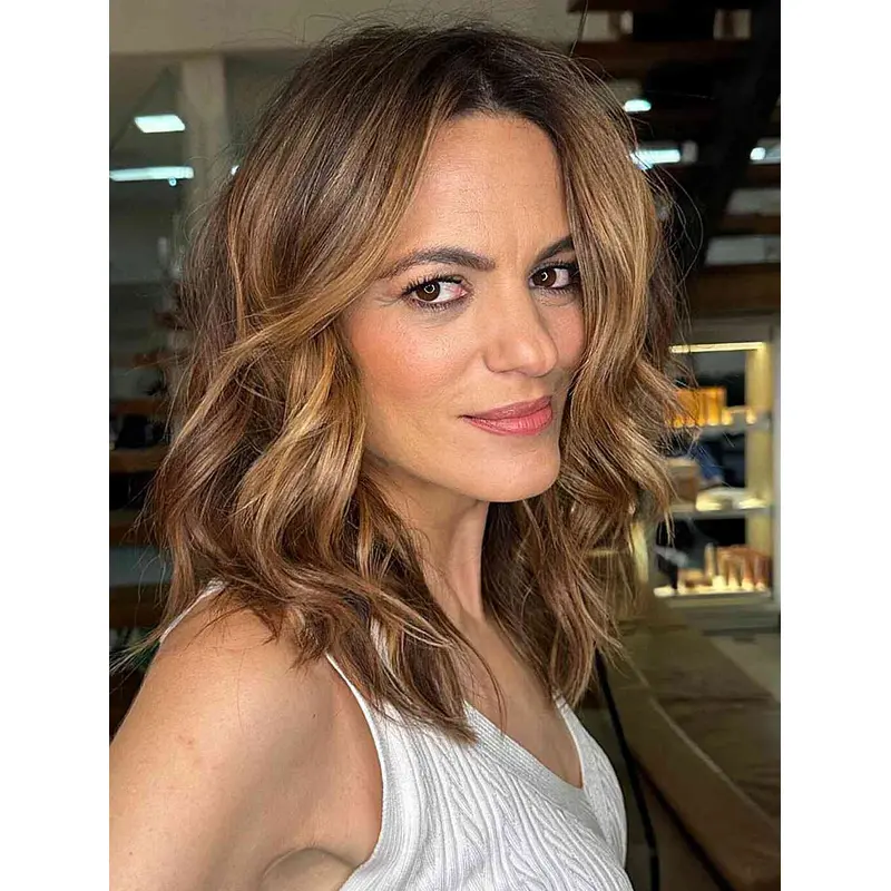 Wigs Shoulder Length Wavy Lace Front Wigs Synthetic Layered Wigs