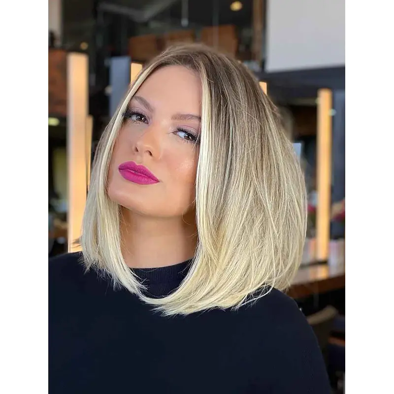 Best Mid Length Wigs Blonde Lace Front Wigs Bob Straight Synthetic Wigs