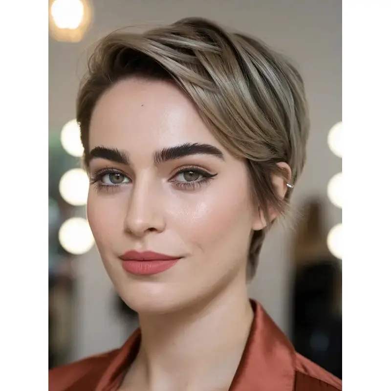 Human Short Wigs Straight Ombre/2 Tone 6" Boycuts Monofilament Wigs