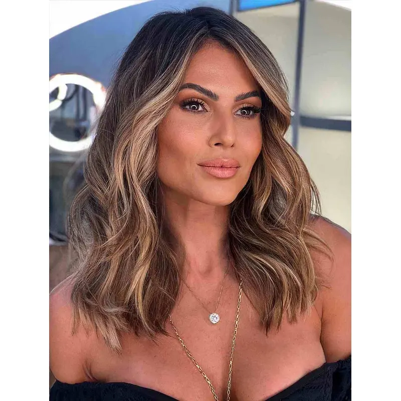Medium Length Wavy Wigs Lace Front Synthetic Wigs Layered Wigs