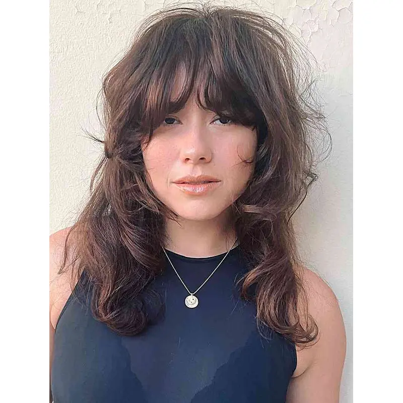 Medium Length Wigs Synthetic Layered Wigs Brown Lace Front Wigs