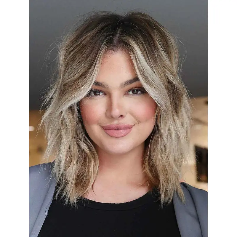 Wigs Shoulder Length Wavy Lace Front Blonde Wigs Synthetic Layered Wigs