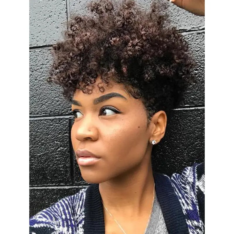 African American Wig Styles 6" Kinky Remy Human Hair Wigs