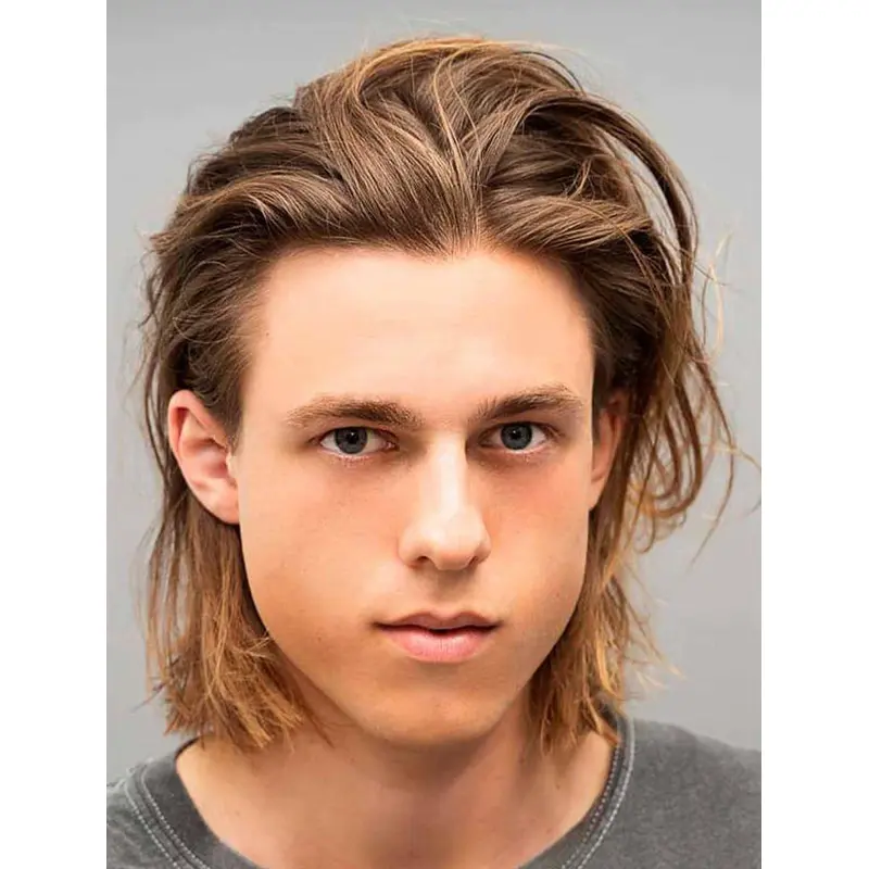 Blonde Capless Straight Long Remy Human Hair Brushed Back Men's Wigs