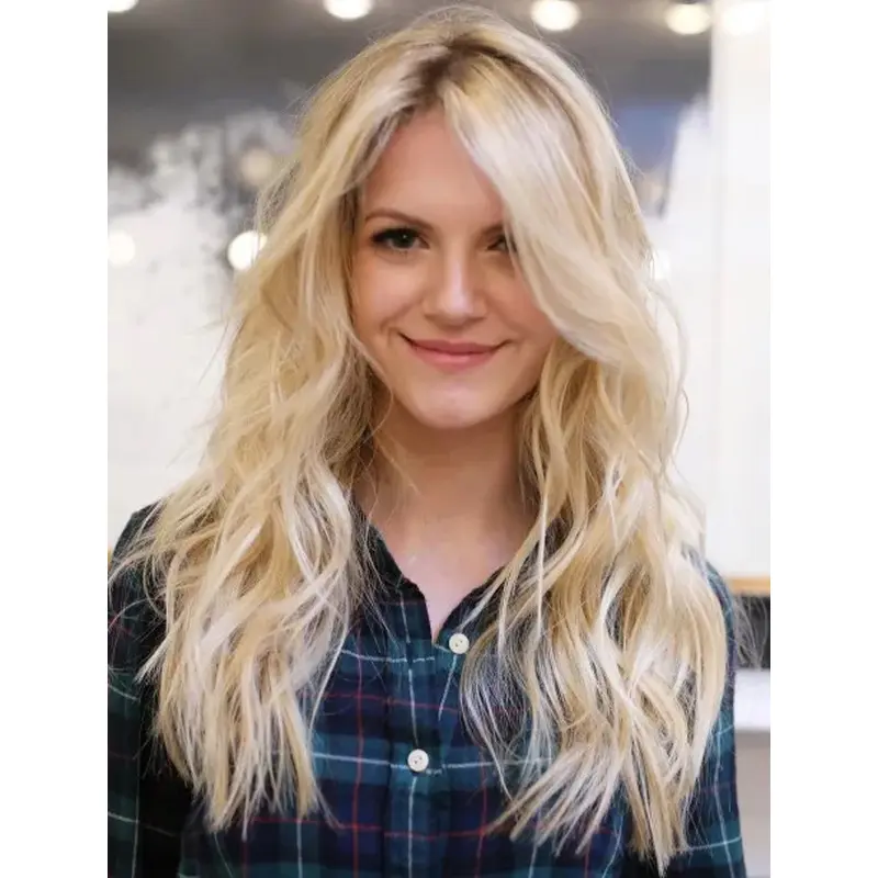 Long Layers Hair Human Hair Wigs Lace Front Blonde Wavy Long Wigs
