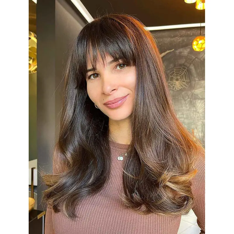Long Wigs With Bangs Wavy Synthetic Wigs Lace Front Wigs