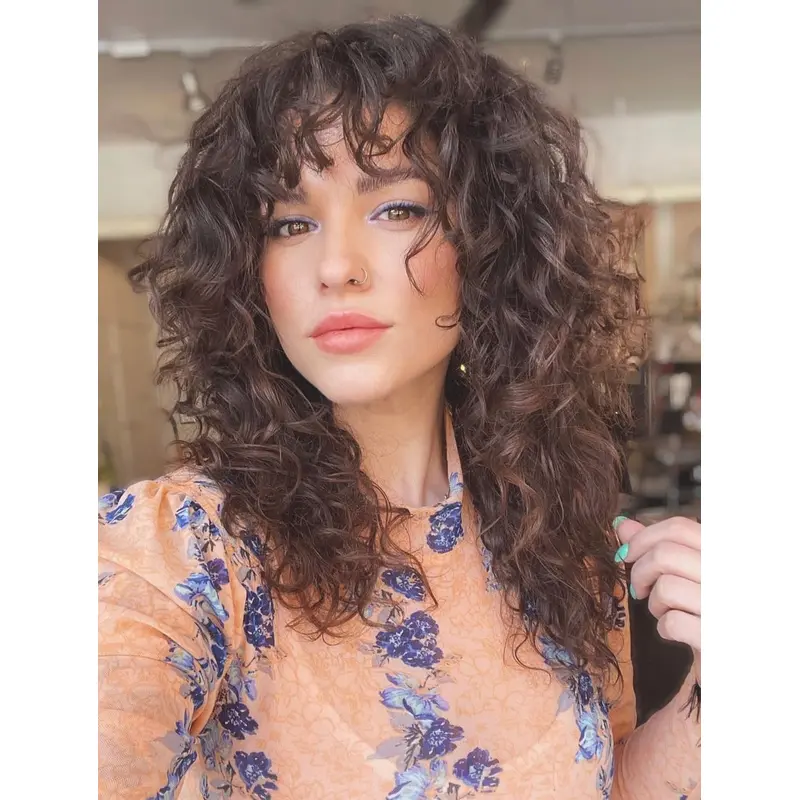 Medium Length Curly Wigs Lace Front Synthetic Wigs Layered Wigs