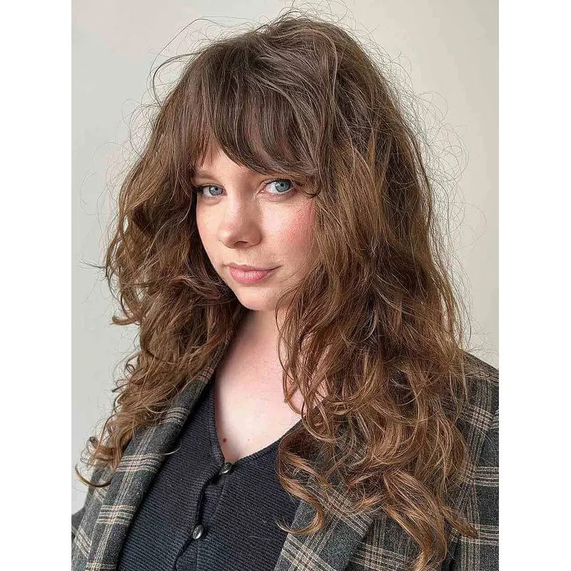 Long Brown Wigs Lace Front 18" Layered Wavy Wigs