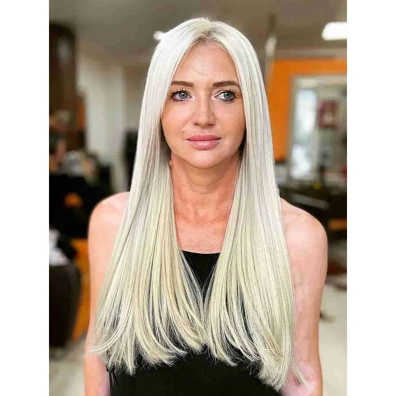 Long Wig Without Bangs Synthetic Straight Wig Long Blonde Wigs