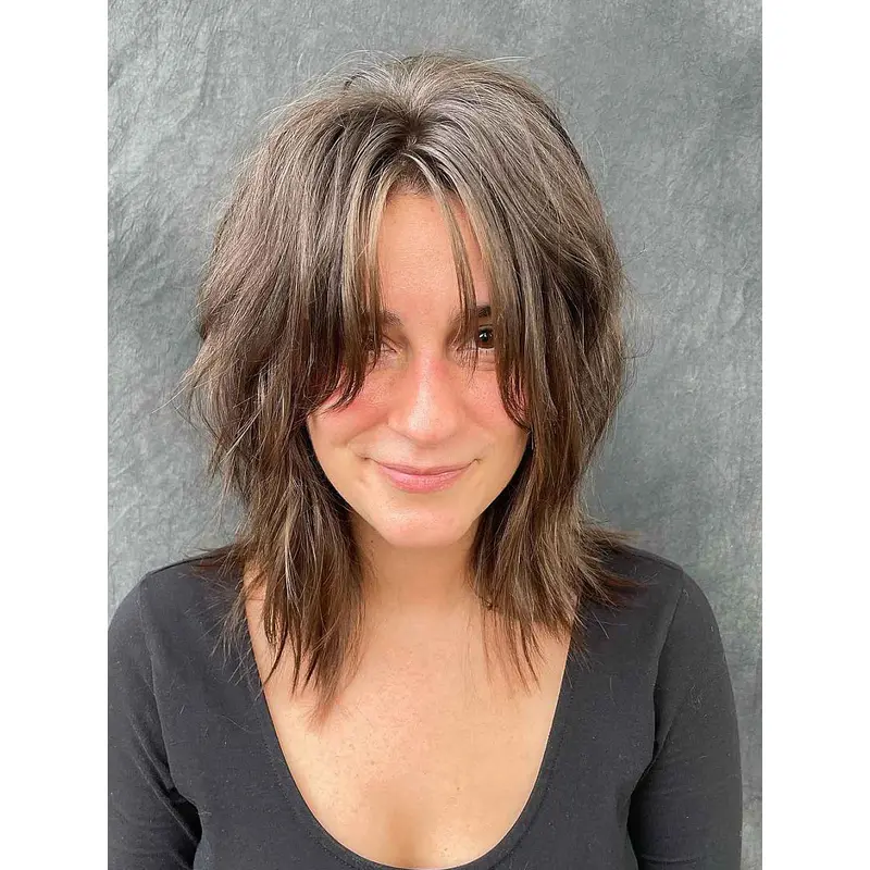 Best Mid Length Wigs Synthetic Layered Wigs Lace Front Wavy Wigs