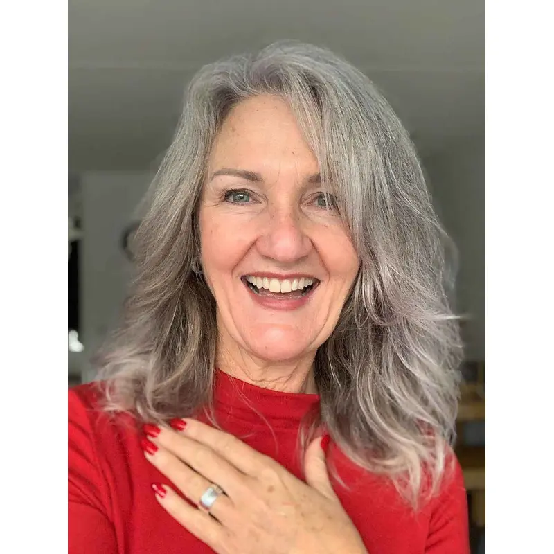 Medium Length Gray Wigs Wavy Synthetic Wigs Lace Front Layered Wigs