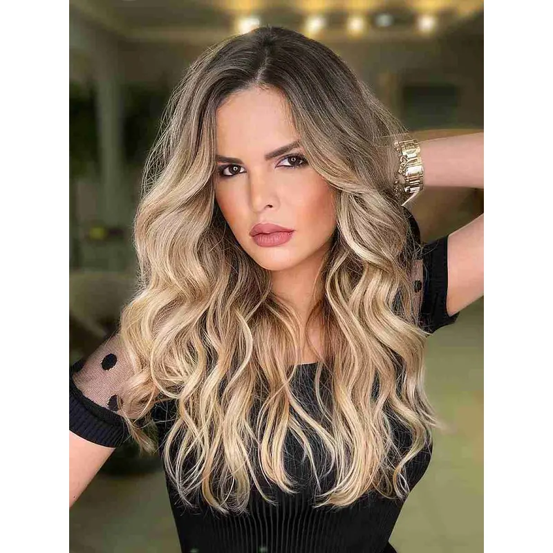Ombre/2 Tone 18" Monofilament Long Wavy Wig