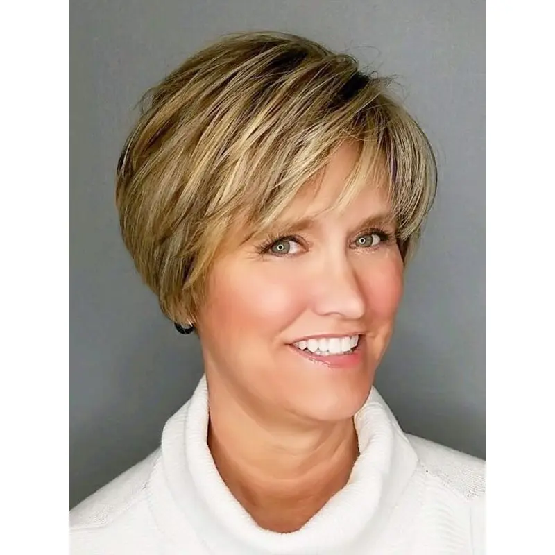 Short Blonde Wigs For Sale Monofilament 6" With Bangs Wigs