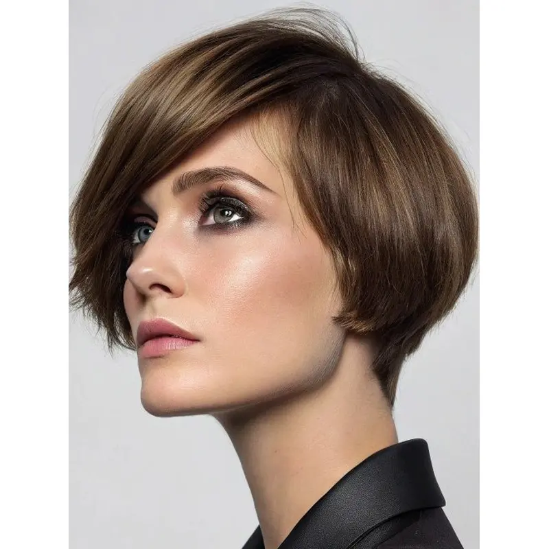 Short Bob Cut Wigs Lace Front Layered 6" Straight Wigs