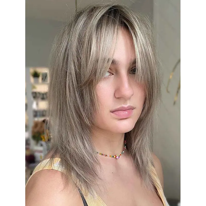 Wigs Medium Length Straight Synthetic Wigs Lace Front Layered Wigs