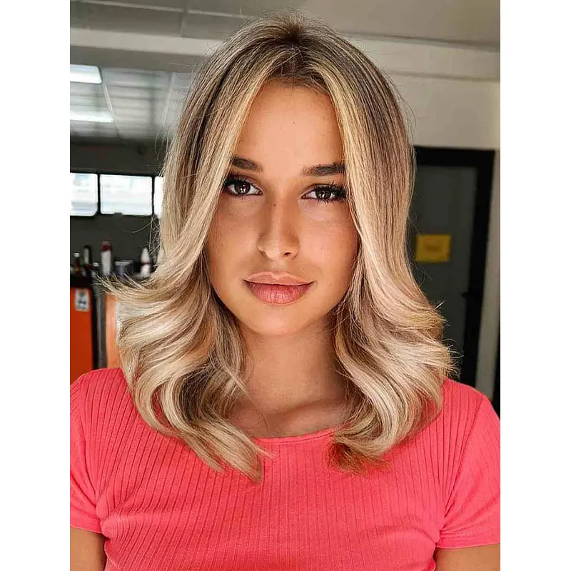 Wigs Shoulder Length Wavy Lace Front Wigs Synthetic Layered Wigs