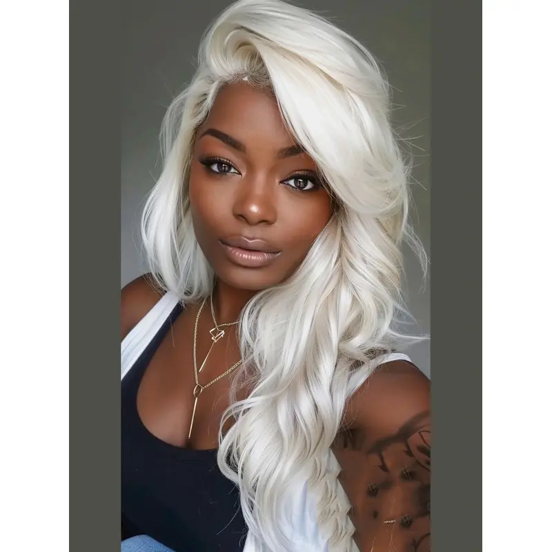 Grey Wigs For African American White Wavy Lace Front Wigs