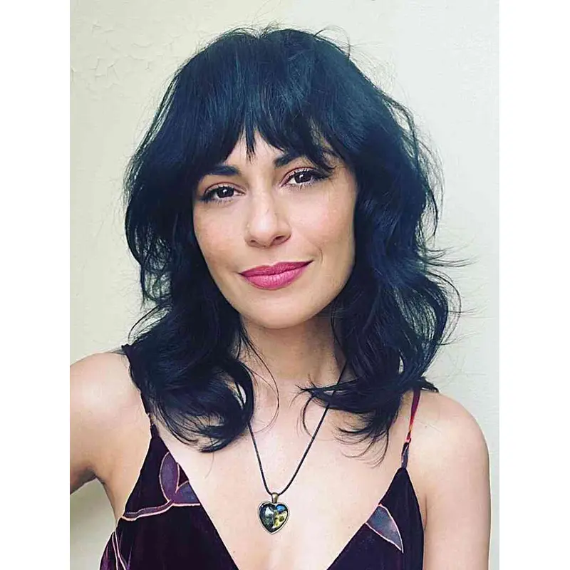 Medium Length Layered Wigs Wavy Synthetic Wigs Lace Front Wigs
