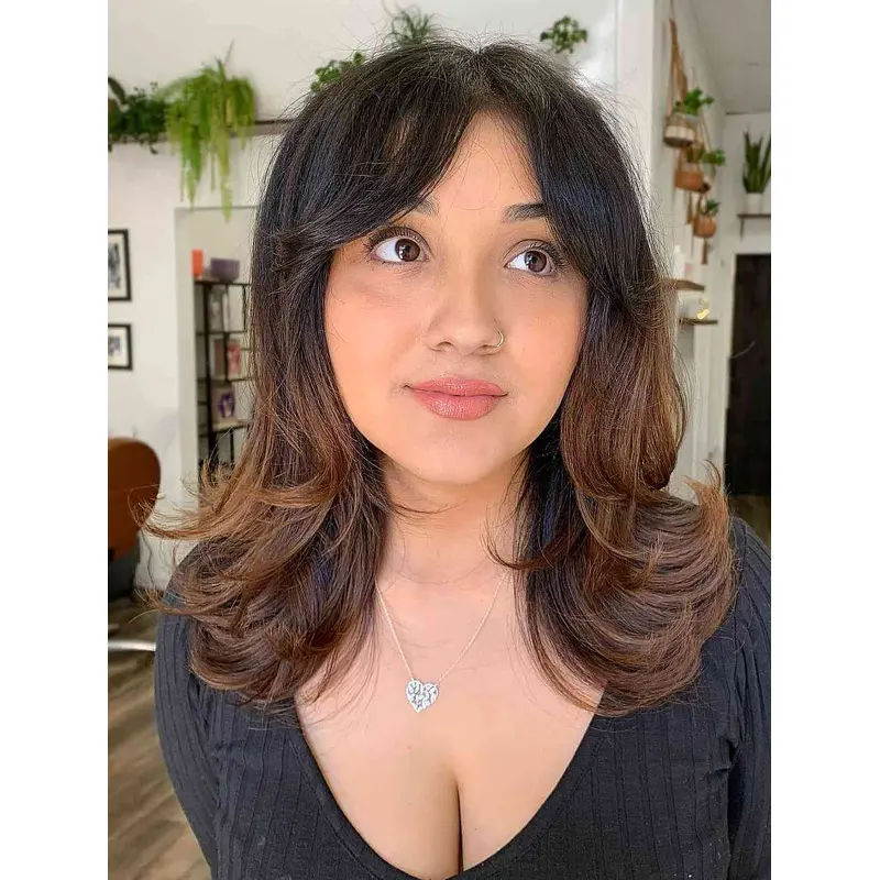 Mid Length Wigs Wavy Synthetic Wigs Lace Front Layered Wigs