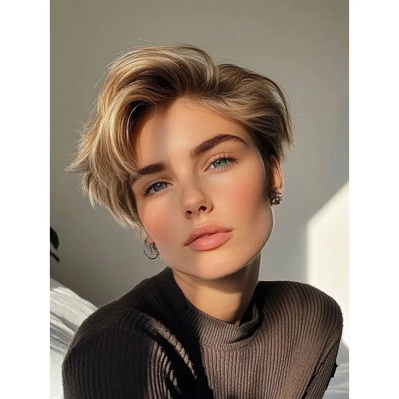 Short Hairstyle Wigs Boycuts Monofilament 6" Ombre/2 Tone Straight Wigs