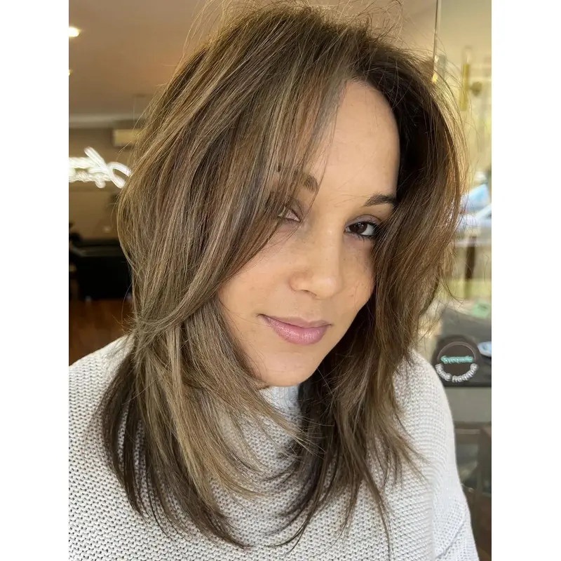 Shoulder Length Wig Straight Lace Front Wigs Synthetic Layered Wigs