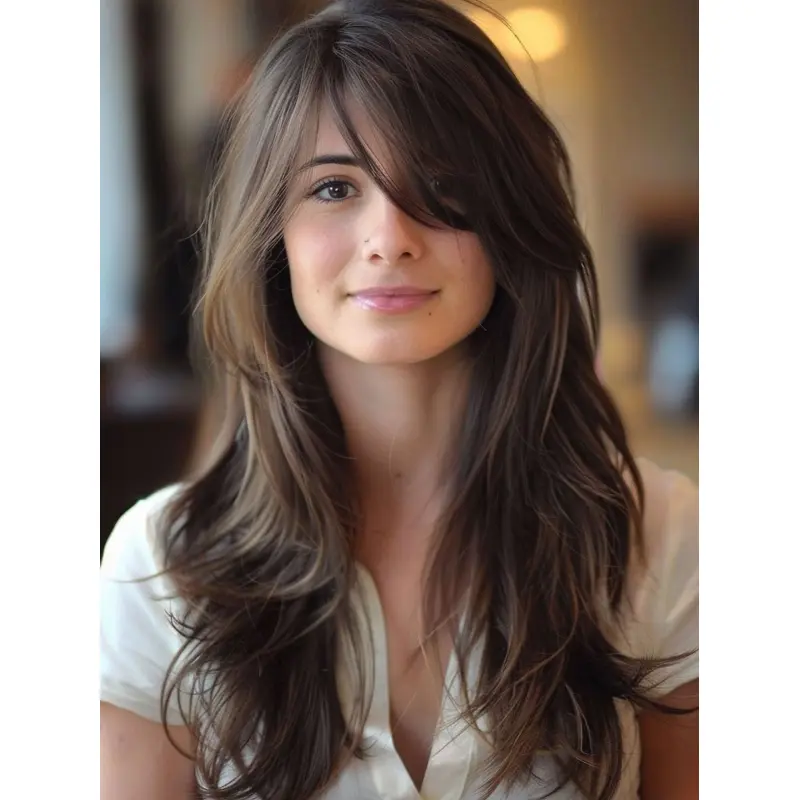 Wavy Lace Front Brown 18" Real Long Hair Wigs
