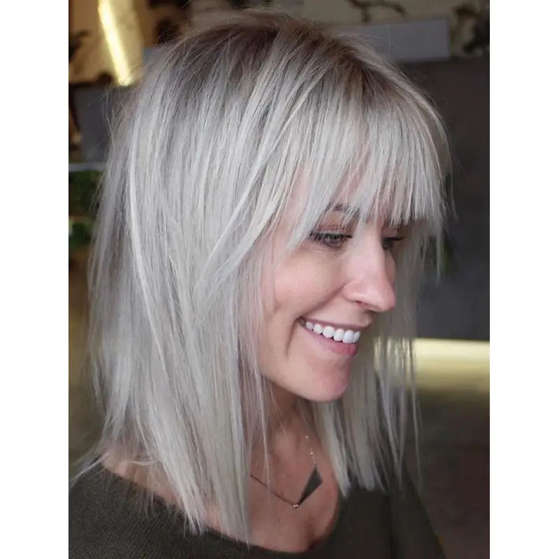 Bob Wigs Straight Lace Front Wigs Shoulder Length Synthetic Wigs
