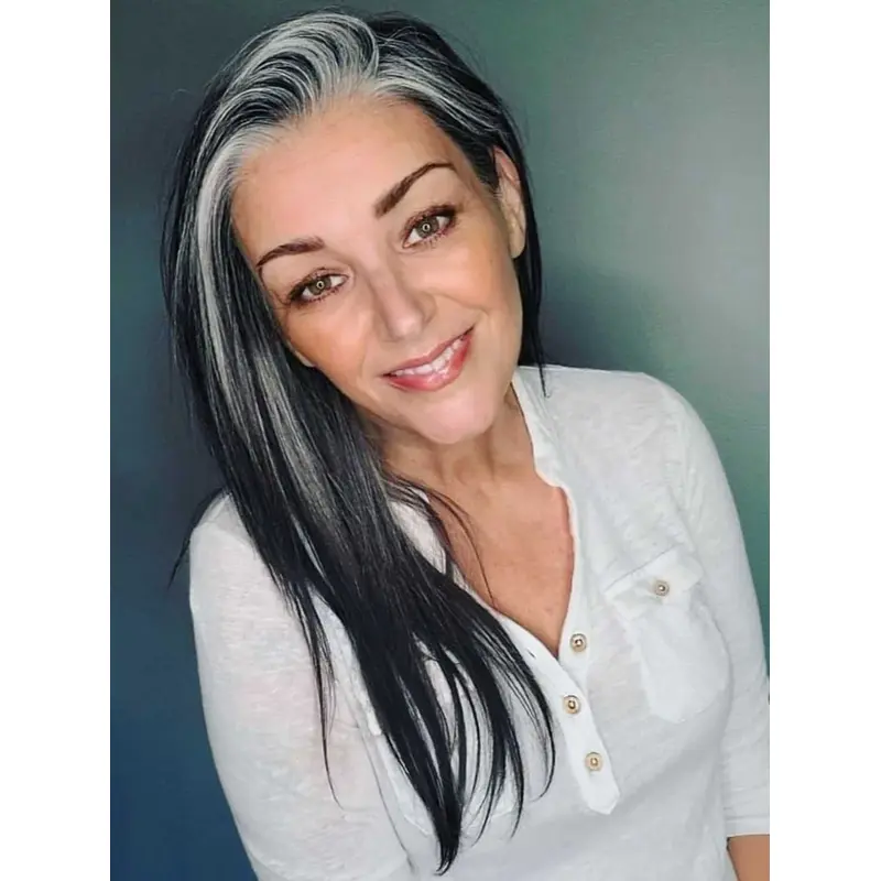 Grey Wigs Long Monofilament 20" Straight Without Bangs Wigs