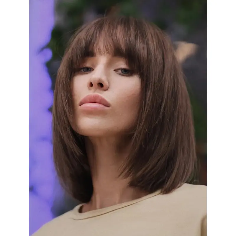 Lace Front Wigs Shoulder Length Straight Wigs Bobs Synthetic Wigs