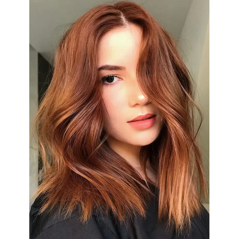 Medium Length Wigs Wavy Synthetic Wigs Lace Front Without Bangs Wigs