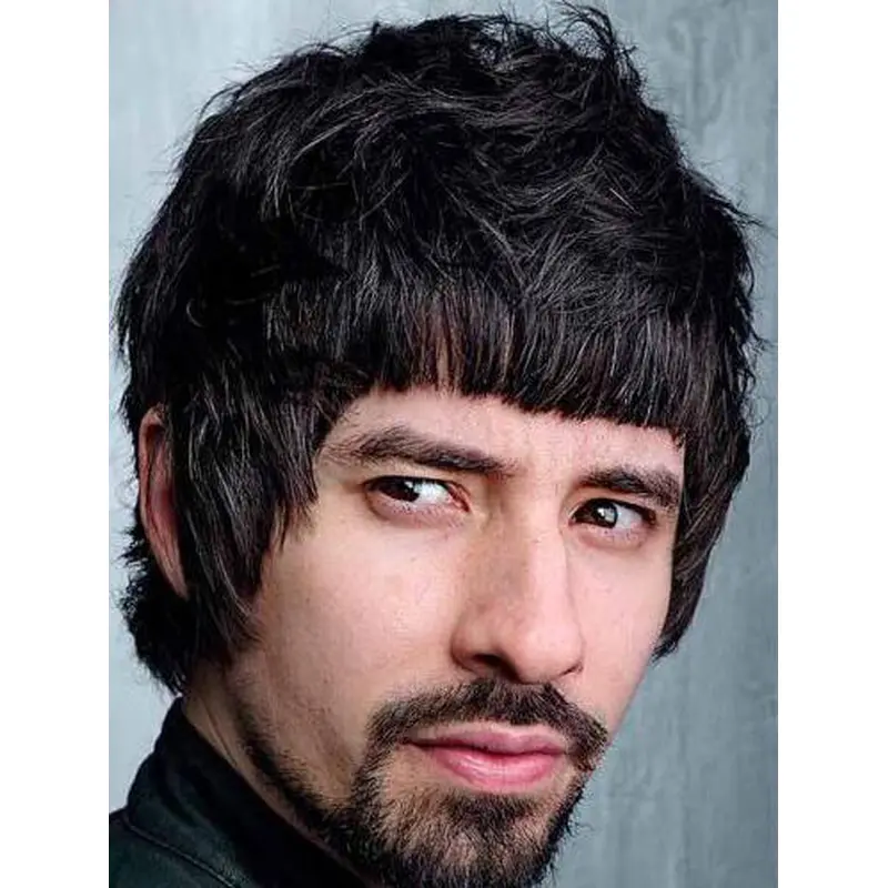 Short Wavy Monofilament Top Synthetic Black Online Textured Wigs