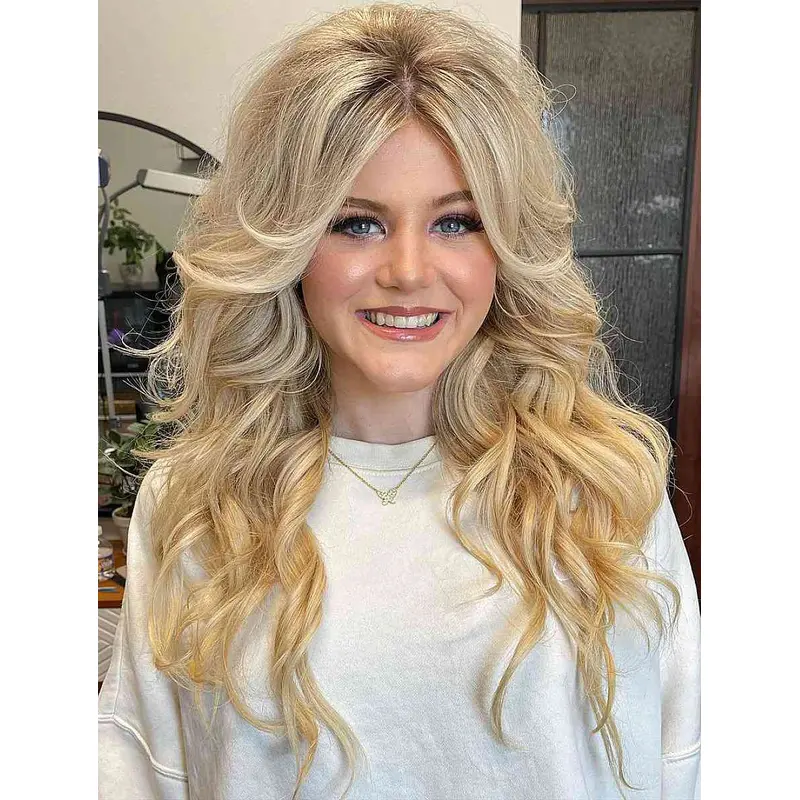 Wigs Long Hair Layered Wavy Blonde Wig Lace Front Long Wigs