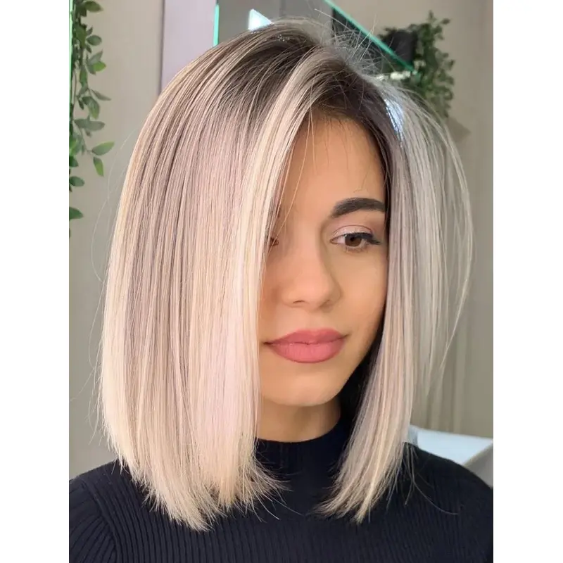 Wigs Medium Length Straight Synthetic Wigs Lace Front Bobs Wigs