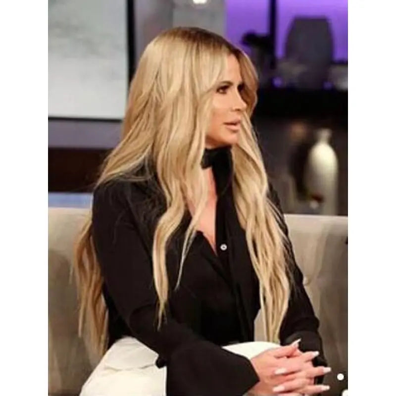 Blonde 24" Without Bangs Wavy Long Synthetic Lace Front Kim Zolciak Wigs