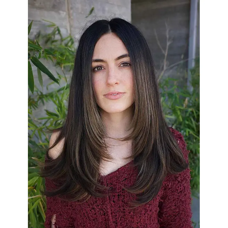 Long Brown Hair Wig Lace Front Wig Without Bangs Synthetic Long Wigs