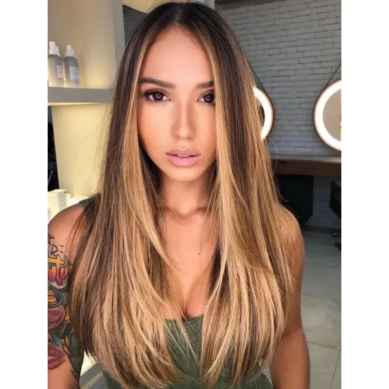 Long Straight Wig Synthetic Lace Blonde Wig Long Hair Wigs